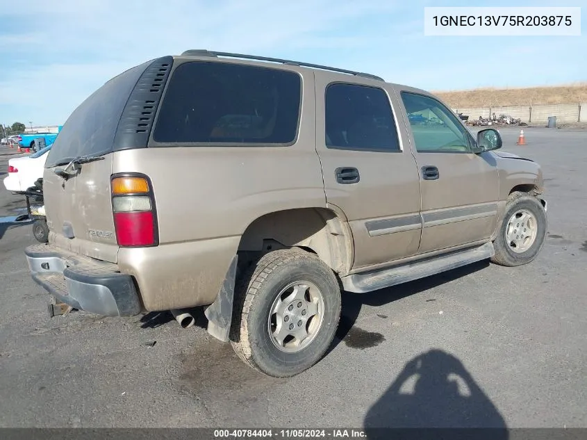 2005 Chevrolet Tahoe Ls VIN: 1GNEC13V75R203875 Lot: 40784404