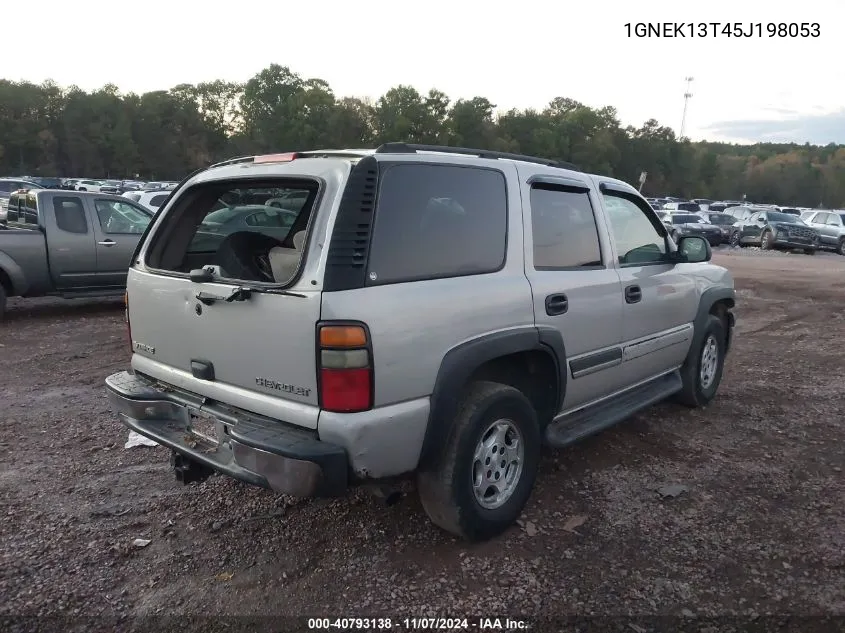 2005 Chevrolet Tahoe Ls VIN: 1GNEK13T45J198053 Lot: 40793138