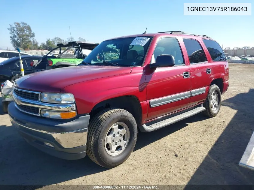 2005 Chevrolet Tahoe Ls VIN: 1GNEC13V75R186043 Lot: 40806802