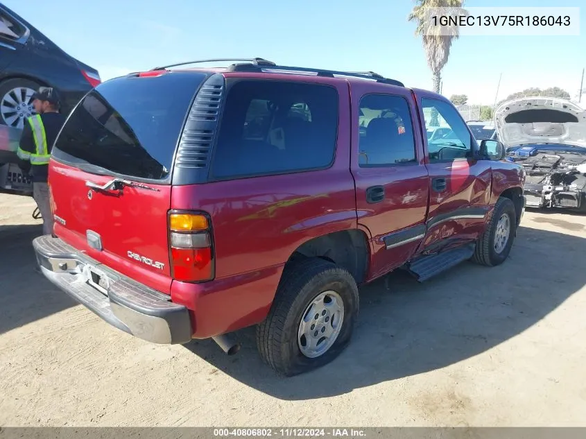 2005 Chevrolet Tahoe Ls VIN: 1GNEC13V75R186043 Lot: 40806802