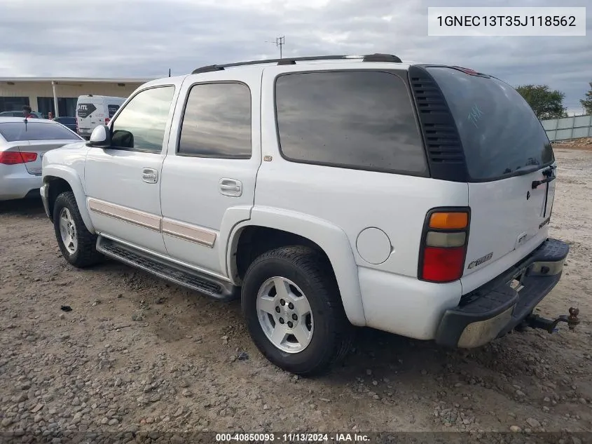 2005 Chevrolet Tahoe Lt VIN: 1GNEC13T35J118562 Lot: 40850093