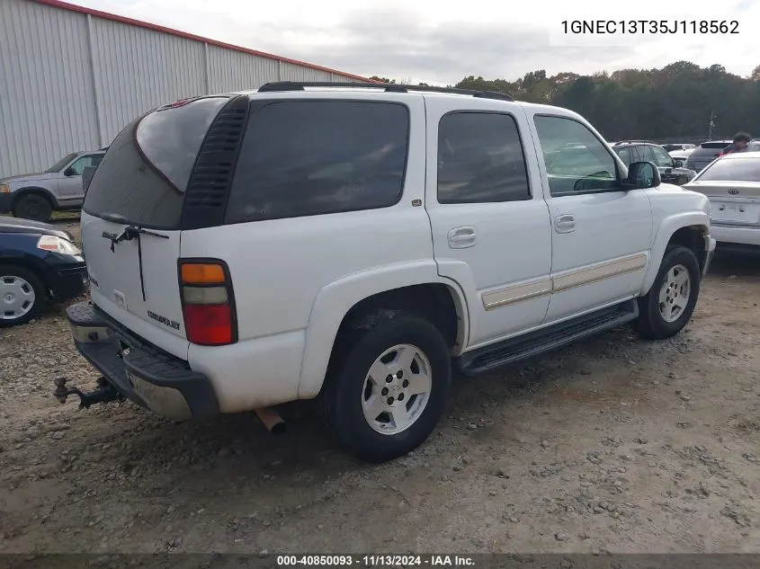 2005 Chevrolet Tahoe Lt VIN: 1GNEC13T35J118562 Lot: 40850093