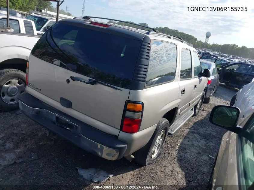 2006 Chevrolet Tahoe Ls VIN: 1GNEC13V06R155735 Lot: 40069139