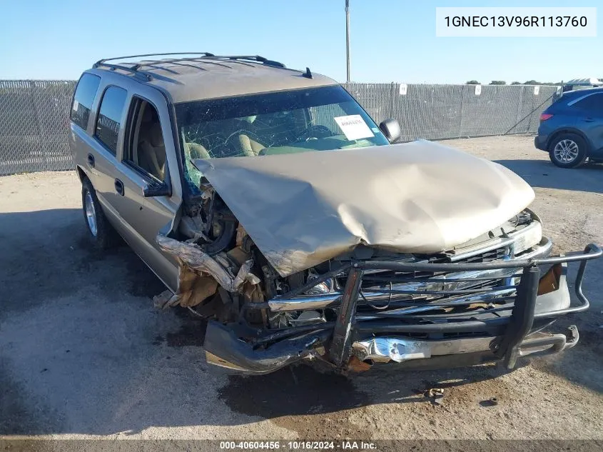 2006 Chevrolet Tahoe Ls VIN: 1GNEC13V96R113760 Lot: 40604456