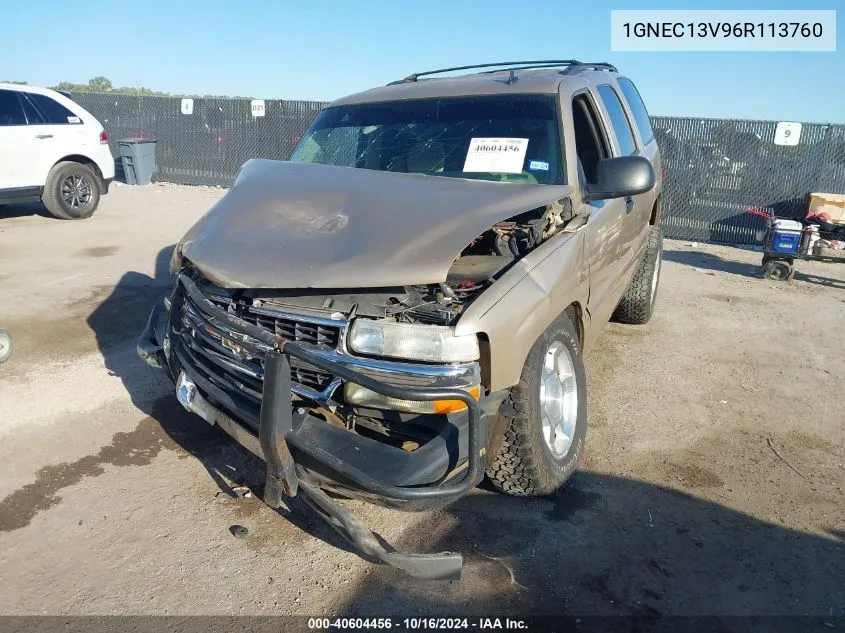 2006 Chevrolet Tahoe Ls VIN: 1GNEC13V96R113760 Lot: 40604456