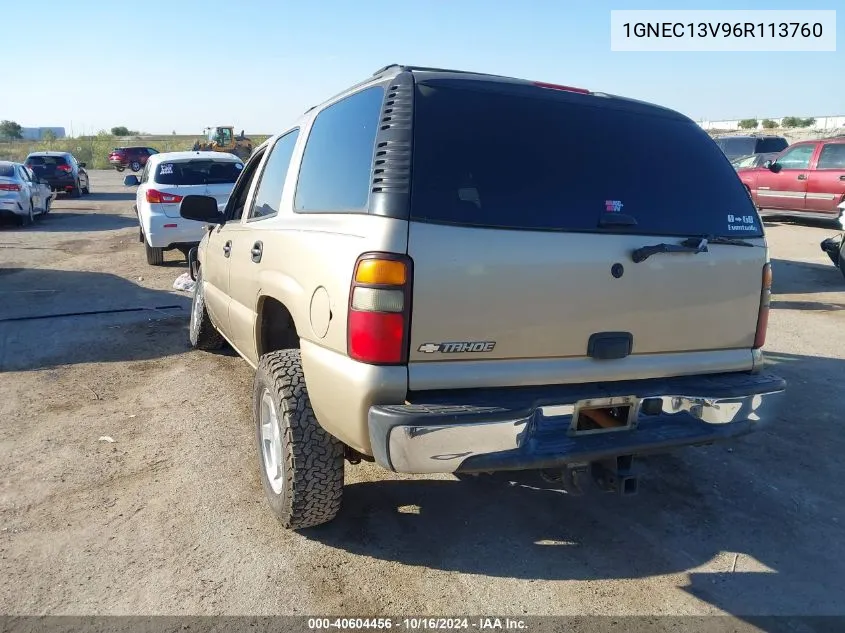 2006 Chevrolet Tahoe Ls VIN: 1GNEC13V96R113760 Lot: 40604456