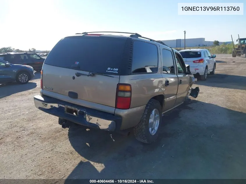 2006 Chevrolet Tahoe Ls VIN: 1GNEC13V96R113760 Lot: 40604456