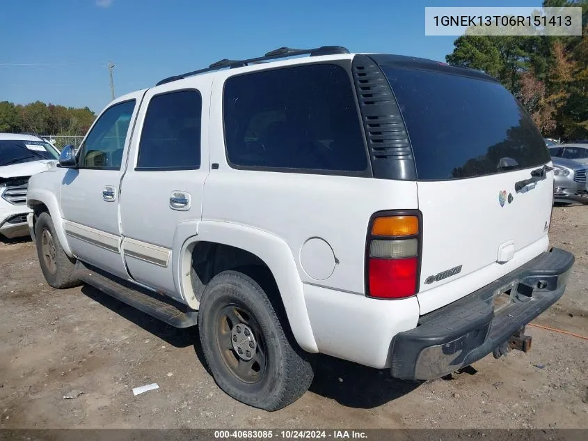 1GNEK13T06R151413 2006 Chevrolet Tahoe Lt