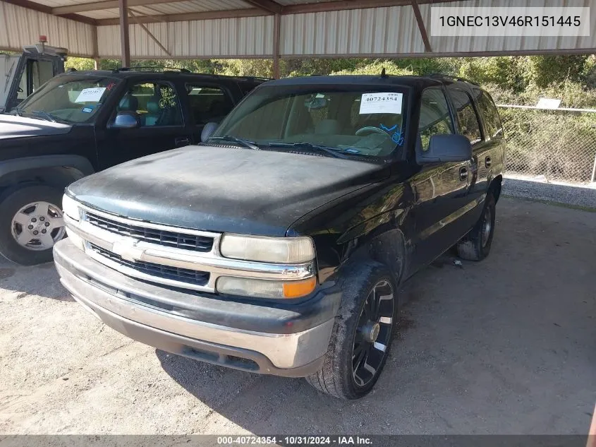 2006 Chevrolet Tahoe Ls VIN: 1GNEC13V46R151445 Lot: 40724354