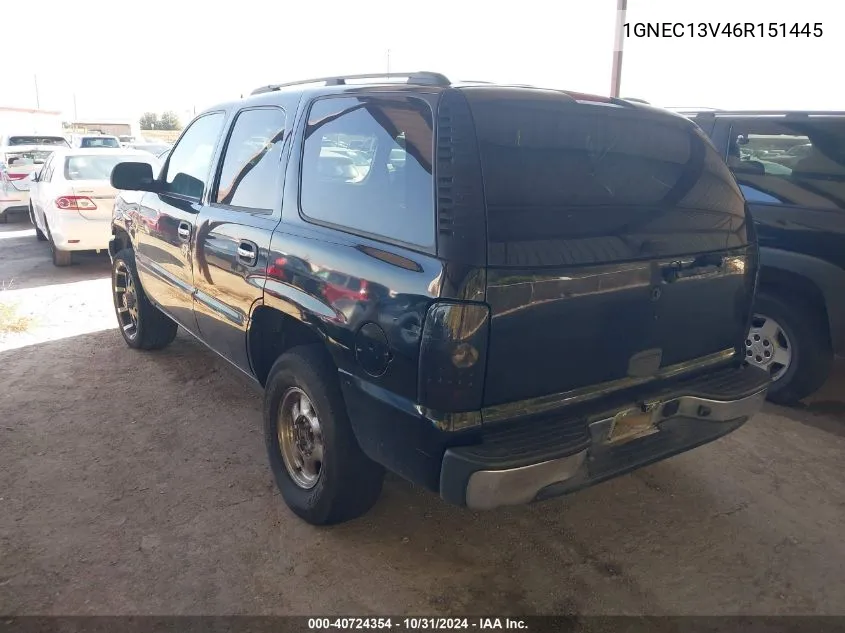 2006 Chevrolet Tahoe Ls VIN: 1GNEC13V46R151445 Lot: 40724354