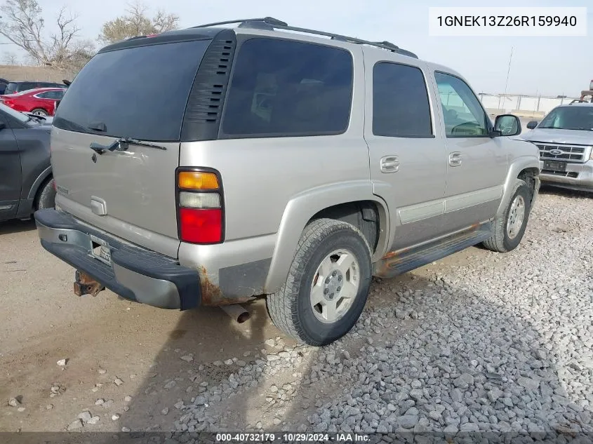 2006 Chevrolet Tahoe Lt VIN: 1GNEK13Z26R159940 Lot: 40732179