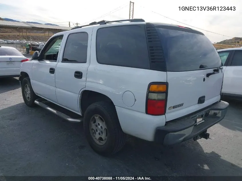 2006 Chevrolet Tahoe Ls VIN: 1GNEC13V36R123443 Lot: 40738088