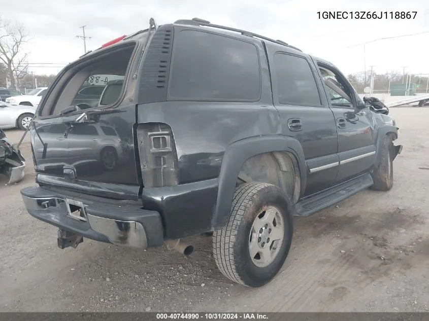 2006 Chevrolet Tahoe Lt VIN: 1GNEC13Z66J118867 Lot: 40744990