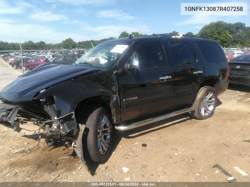 2007 Chevrolet Tahoe Ltz VIN: 1GNFK13087R407258 Lot: 39721551