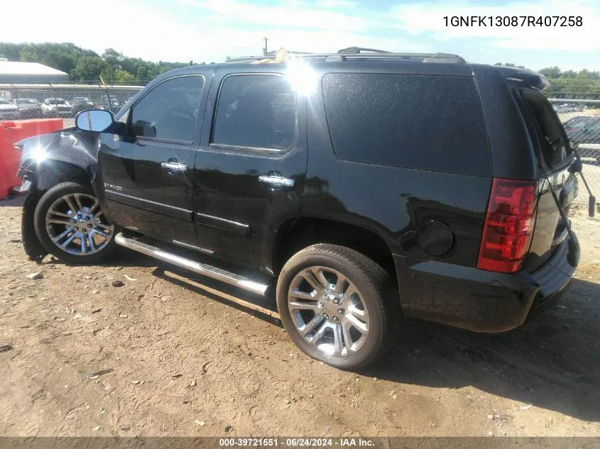 2007 Chevrolet Tahoe Ltz VIN: 1GNFK13087R407258 Lot: 39721551