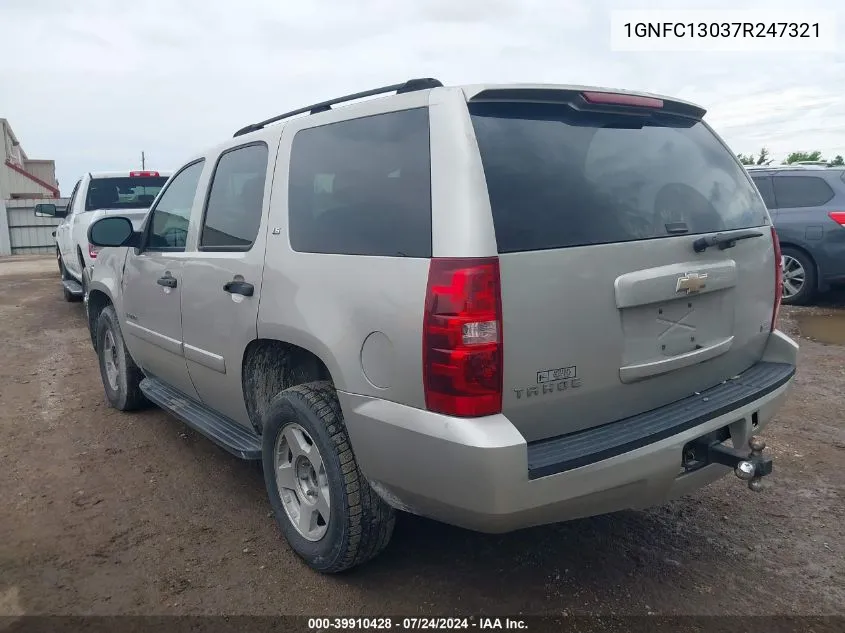 2007 Chevrolet Tahoe Ls VIN: 1GNFC13037R247321 Lot: 39910428