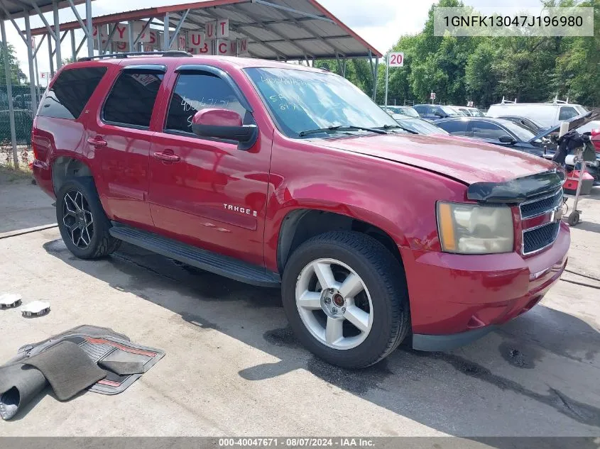 2007 Chevrolet Tahoe Lt VIN: 1GNFK13047J196980 Lot: 40047671