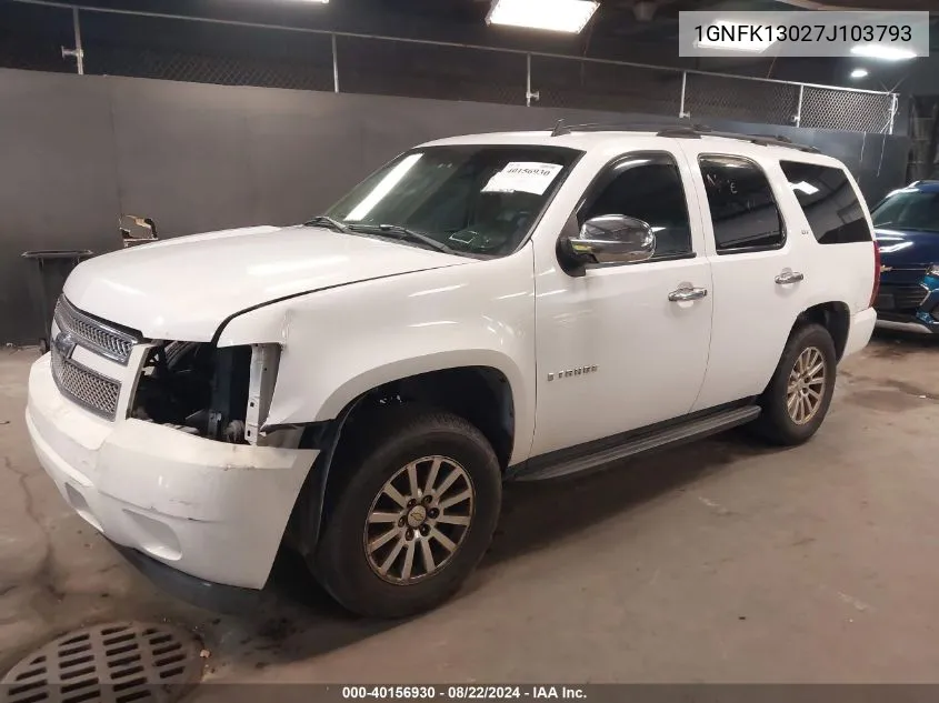 2007 Chevrolet Tahoe Ltz VIN: 1GNFK13027J103793 Lot: 40156930