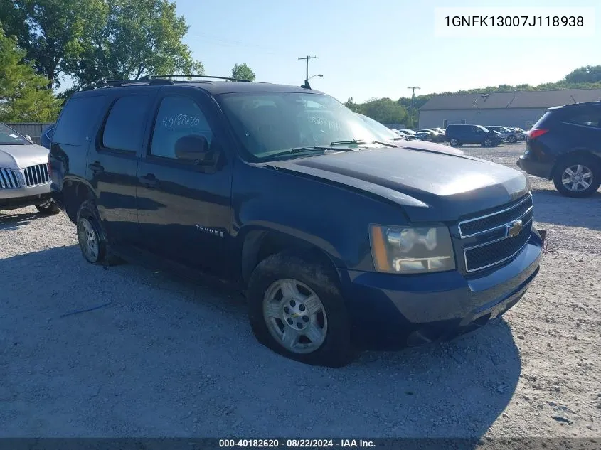 2007 Chevrolet Tahoe Ls VIN: 1GNFK13007J118938 Lot: 40182620