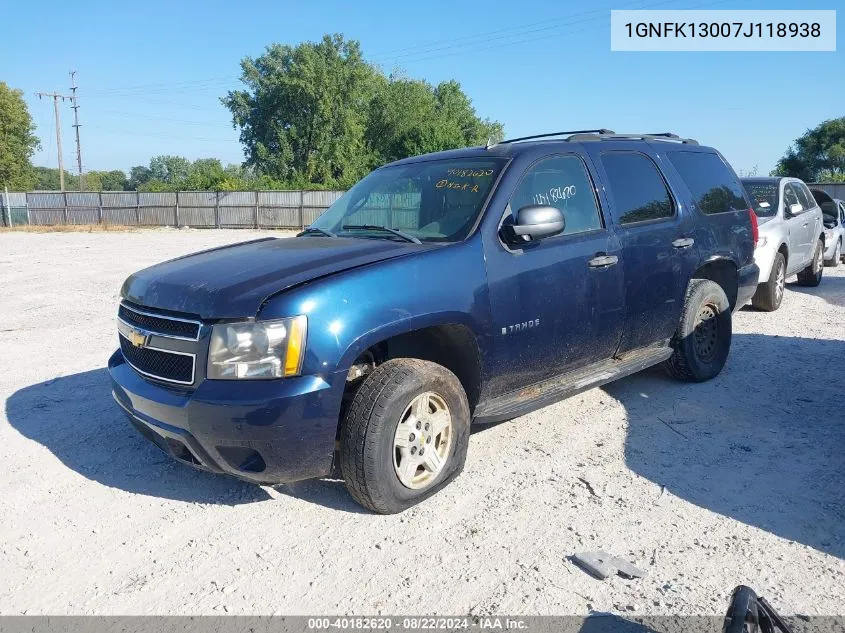 2007 Chevrolet Tahoe Ls VIN: 1GNFK13007J118938 Lot: 40182620