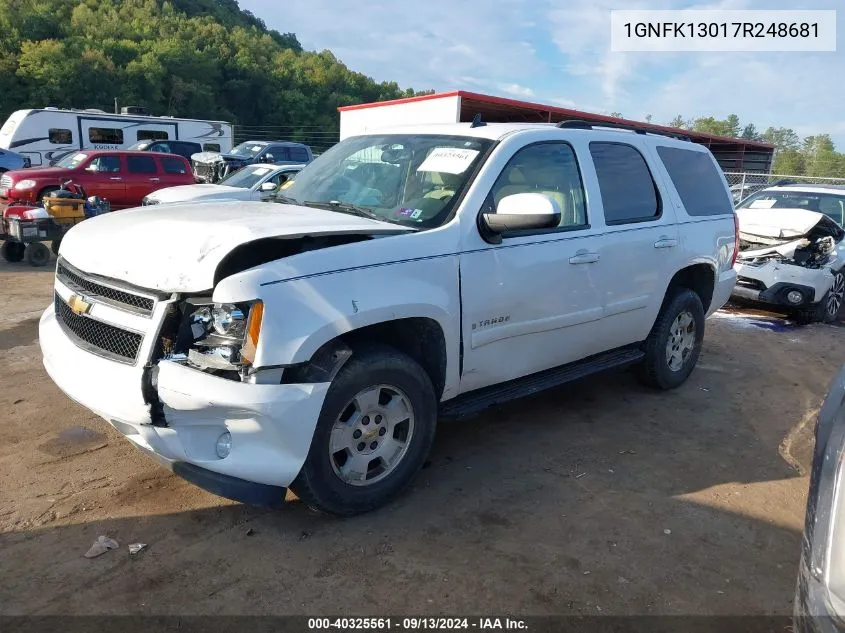 1GNFK13017R248681 2007 Chevrolet Tahoe Lt