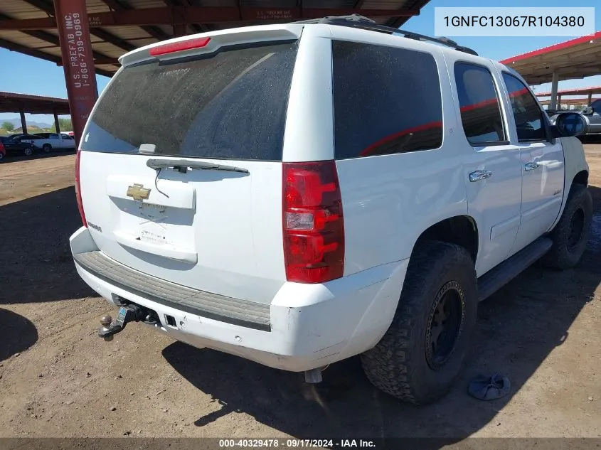 2007 Chevrolet Tahoe Lt VIN: 1GNFC13067R104380 Lot: 40329478