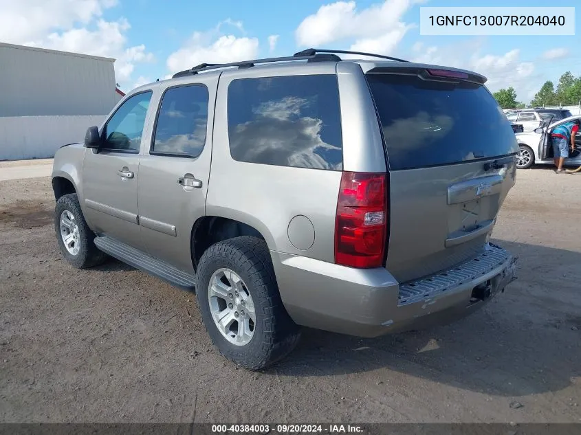 2007 Chevrolet Tahoe Lt VIN: 1GNFC13007R204040 Lot: 40384003