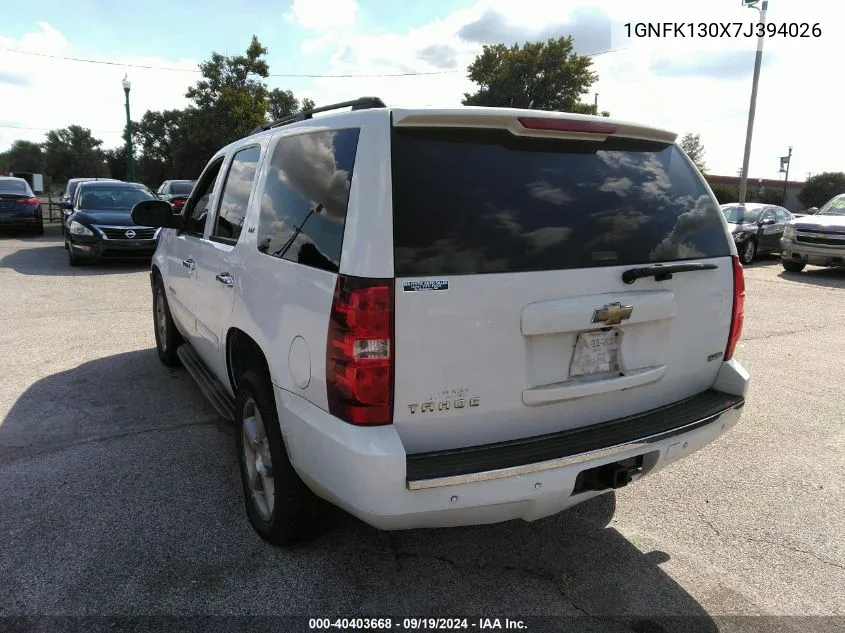 2007 Chevrolet Tahoe Ltz VIN: 1GNFK130X7J394026 Lot: 40403668