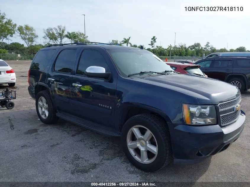 2007 Chevrolet Tahoe Ltz VIN: 1GNFC13027R418110 Lot: 40412256