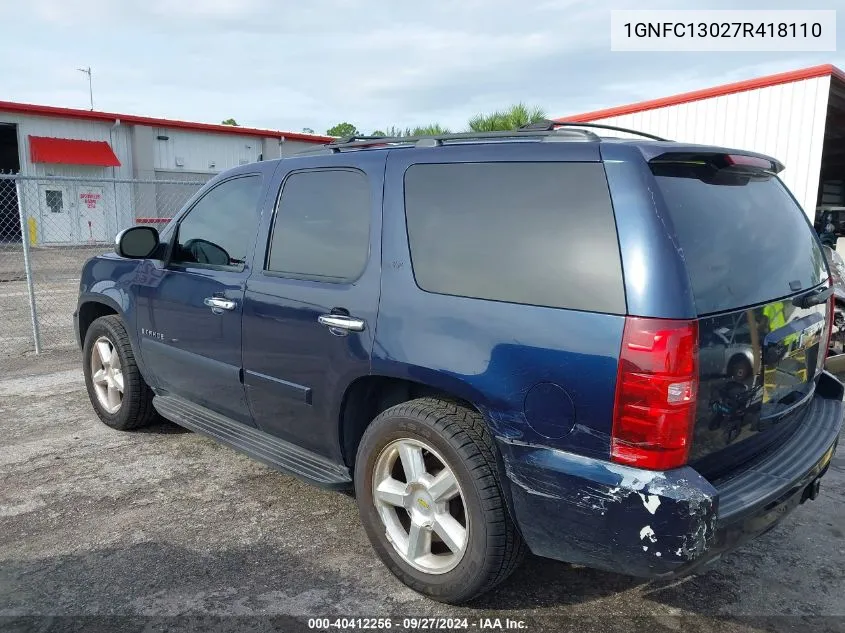 2007 Chevrolet Tahoe Ltz VIN: 1GNFC13027R418110 Lot: 40412256