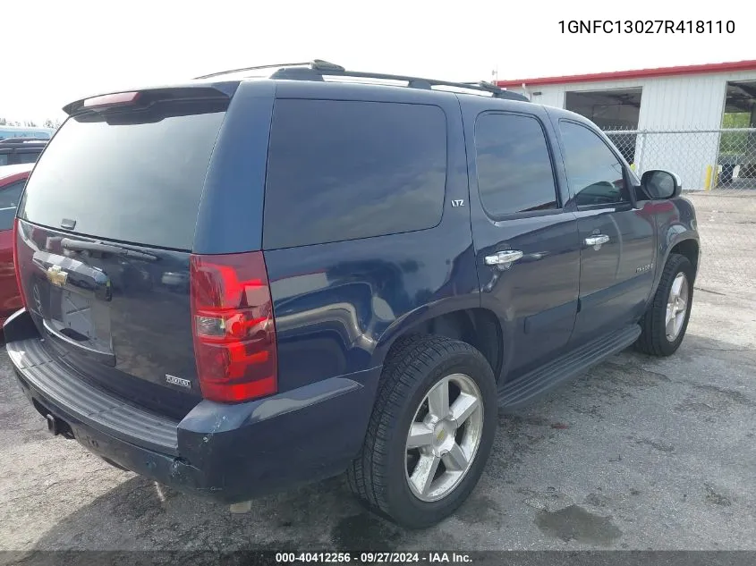 2007 Chevrolet Tahoe Ltz VIN: 1GNFC13027R418110 Lot: 40412256