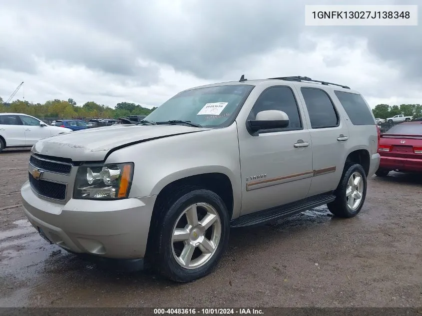 2007 Chevrolet Tahoe Lt VIN: 1GNFK13027J138348 Lot: 40483616