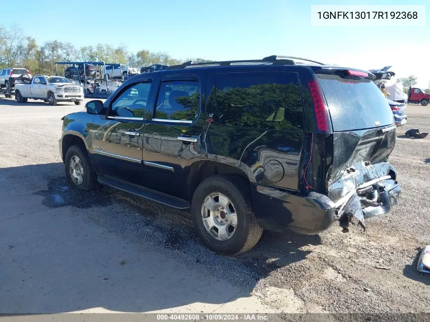 2007 Chevrolet Tahoe Lt VIN: 1GNFK13017R192368 Lot: 40492608