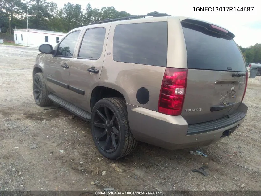 2007 Chevrolet Tahoe Ltz VIN: 1GNFC13017R144687 Lot: 40516484