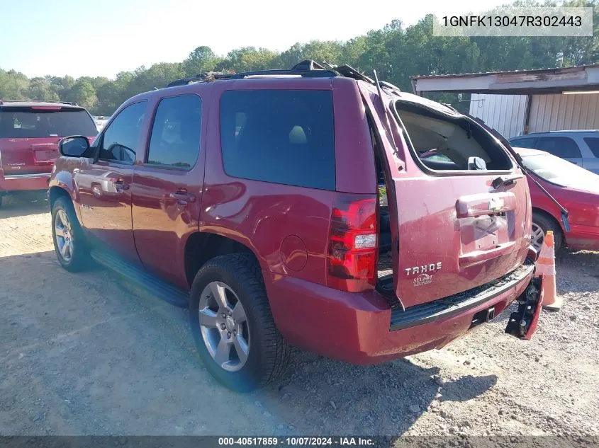 2007 Chevrolet Tahoe Lt VIN: 1GNFK13047R302443 Lot: 40517859