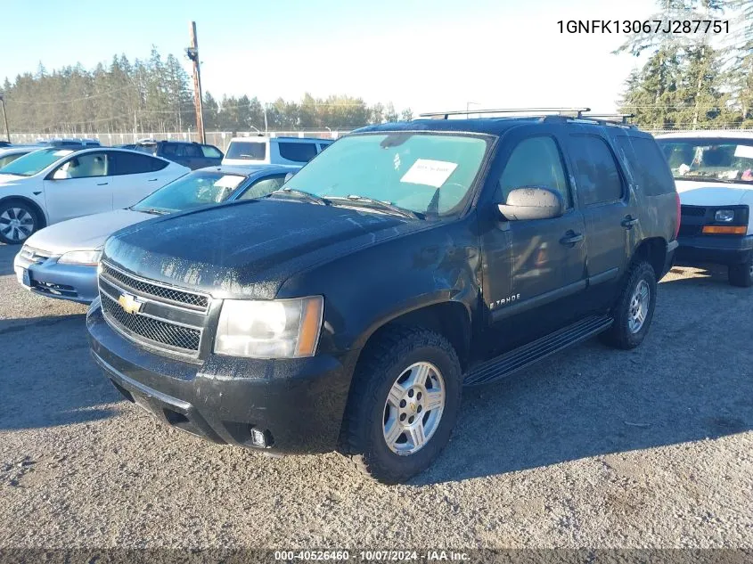 2007 Chevrolet Tahoe K1500 VIN: 1GNFK13067J287751 Lot: 40526460