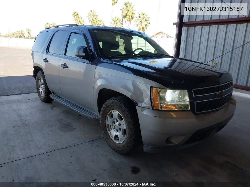 2007 Chevrolet Tahoe Ls VIN: 1GNFK13027J315187 Lot: 40535330