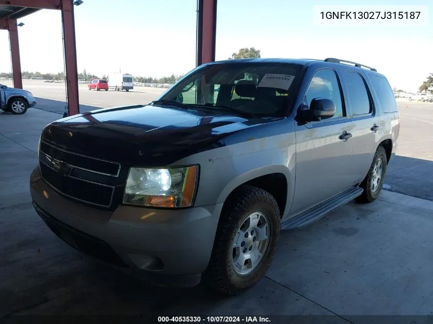 2007 Chevrolet Tahoe Ls VIN: 1GNFK13027J315187 Lot: 40535330