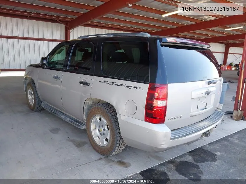 2007 Chevrolet Tahoe Ls VIN: 1GNFK13027J315187 Lot: 40535330