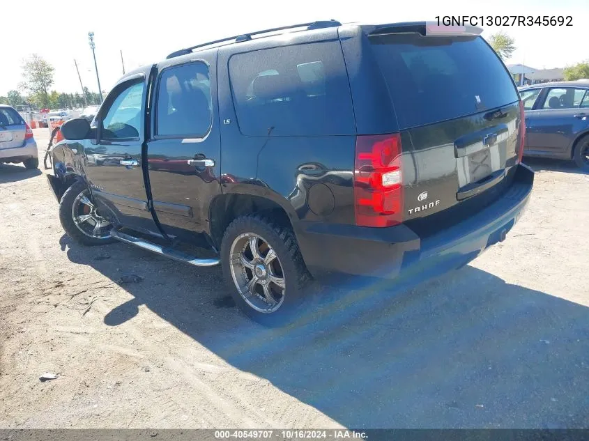 2007 Chevrolet Tahoe Ls VIN: 1GNFC13027R345692 Lot: 40549707