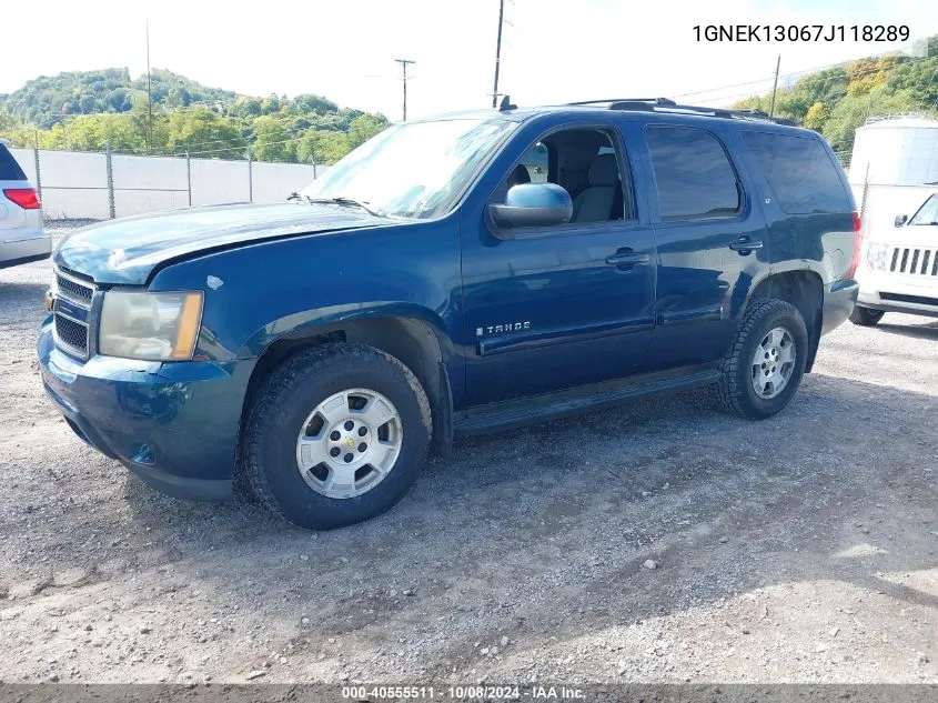 2007 Chevrolet Tahoe Lt VIN: 1GNEK13067J118289 Lot: 40555511