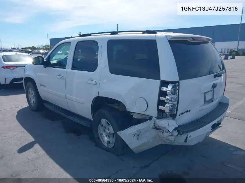 2007 Chevrolet Tahoe Lt VIN: 1GNFC13J47J257816 Lot: 40564990