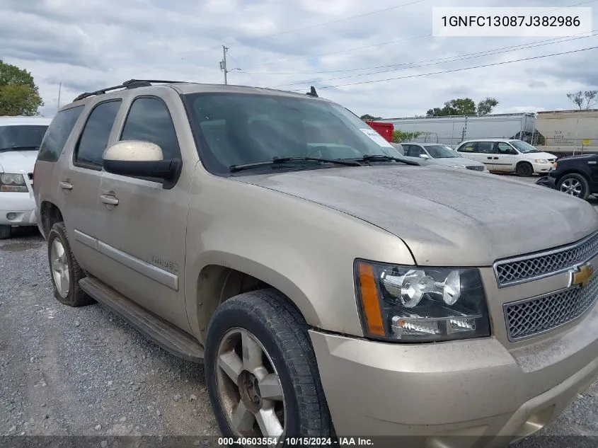 2007 Chevrolet Tahoe Lt VIN: 1GNFC13087J382986 Lot: 40603554