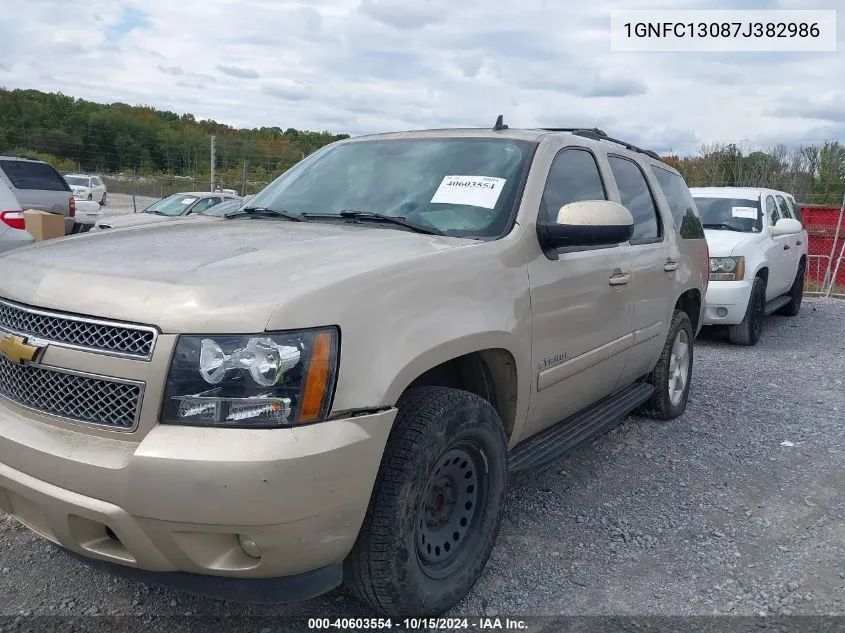 2007 Chevrolet Tahoe Lt VIN: 1GNFC13087J382986 Lot: 40603554