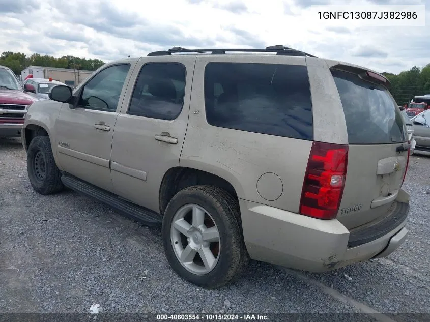 2007 Chevrolet Tahoe Lt VIN: 1GNFC13087J382986 Lot: 40603554