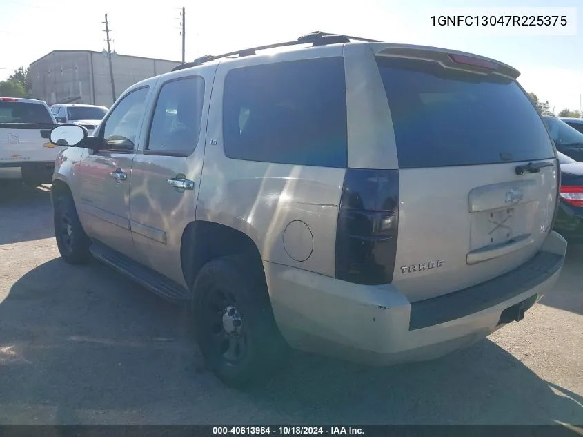 2007 Chevrolet Tahoe Ls VIN: 1GNFC13047R225375 Lot: 40613984