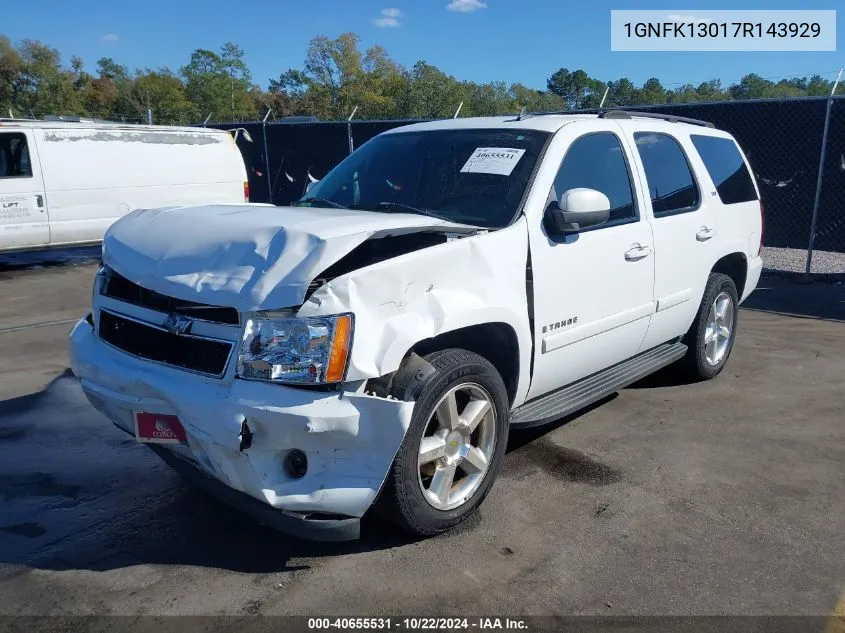 2007 Chevrolet Tahoe Ltz VIN: 1GNFK13017R143929 Lot: 40655531