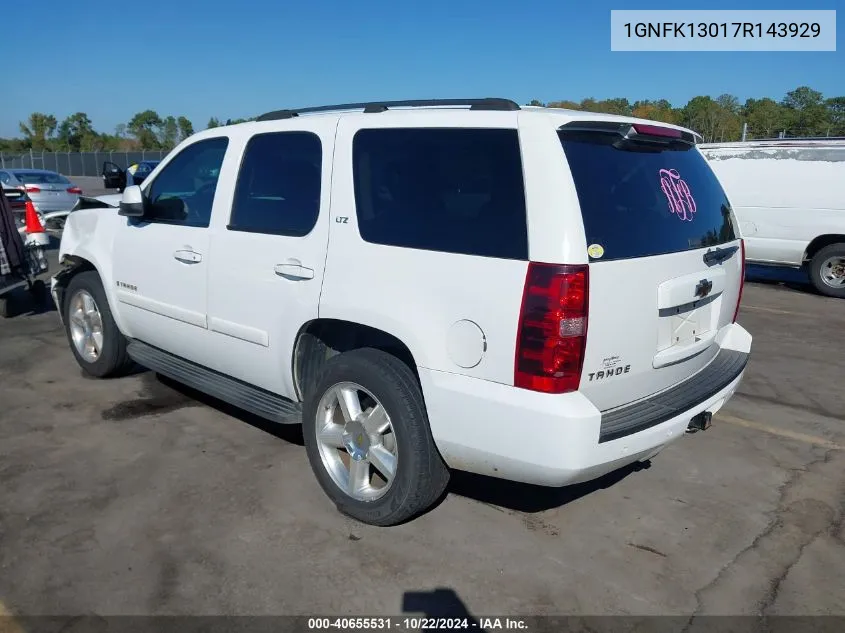 2007 Chevrolet Tahoe Ltz VIN: 1GNFK13017R143929 Lot: 40655531