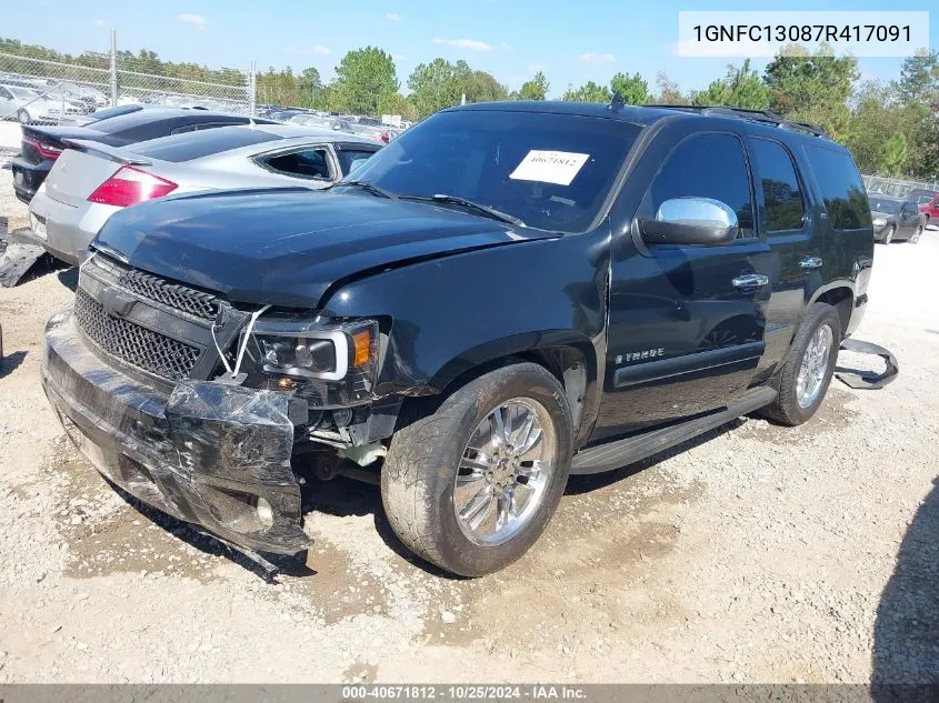 2007 Chevrolet Tahoe Ltz VIN: 1GNFC13087R417091 Lot: 40671812