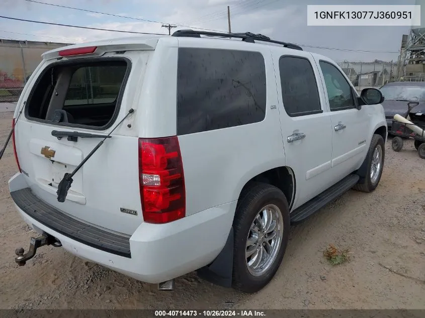 2007 Chevrolet Tahoe Ltz VIN: 1GNFK13077J360951 Lot: 40714473